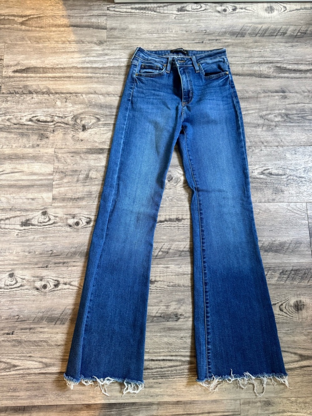 Just Black Women's Midrise Dark Blue Flare Jeans with Raw Hem